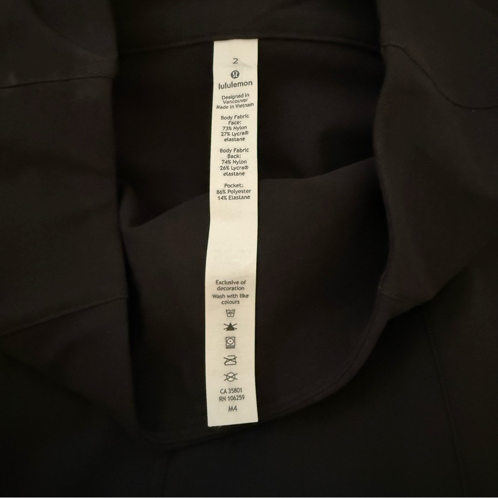 Lululemon Black High Rise Pants Women’s Size 2 Slim Fit Stretch Work Yoga Pants - Picture 9 of 9